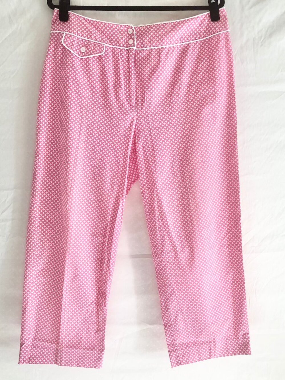 David Brooks Pink Fleur De Lis Capri Pants Size 14
